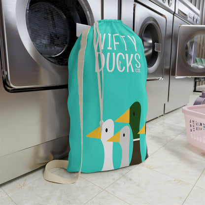 Nifty Ducks Co. Logo2 - Turquoise 40e0d0 - Laundry Bag