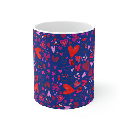 Heart Doodles - Blue 00338D - Mug 11oz