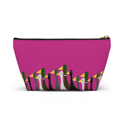 Marching ducks - Medium Red Violet c42a86 - Accessory Pouch w T-bottom